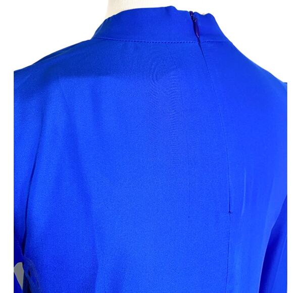 Amanda Uprichard Amherst Choker Tie Neck Bell Sleeve Mini Dress Royal Blue Small - Picture 6 of 13